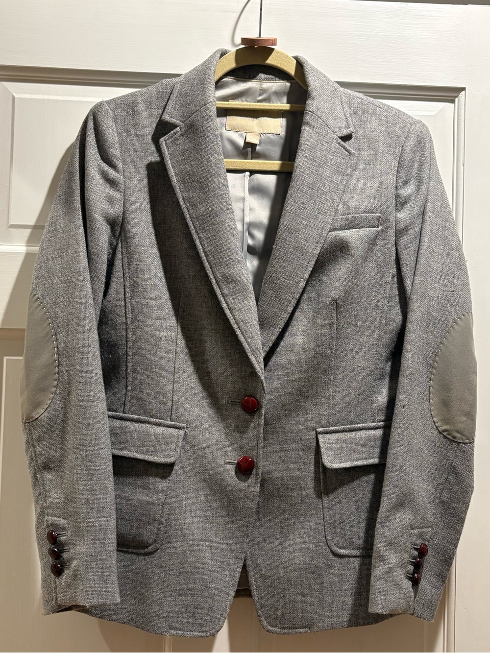 Banana Republic Gray Tailored Blazer with Elbow Patches